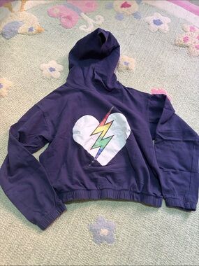 Hard Candy Navy Hoodie with Rainbow Lightning Heart